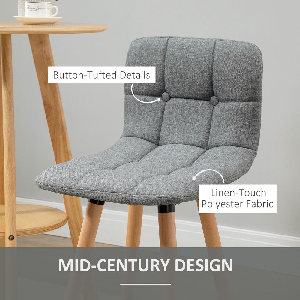 Elegant Grey Armless Bar Stool Set of 2 - Tufted Comfort for Your Kitchen!