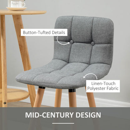 Elegant Grey Armless Bar Stool Set of 2 - Tufted Comfort for Your Kitchen!